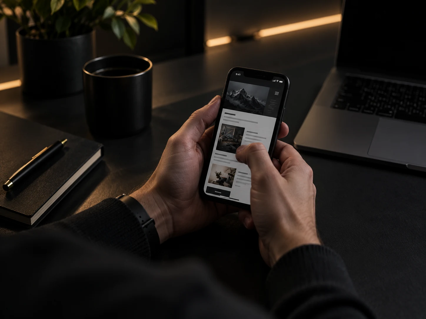 Utilisateur sur smartphone devant une interface serrée et peu confortable, pour illustrer une mauvaise expérience mobile.